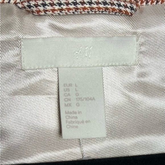 H&M Houndstooth Short Trench Coat Light Beige Size: L - Picture 11 of 13